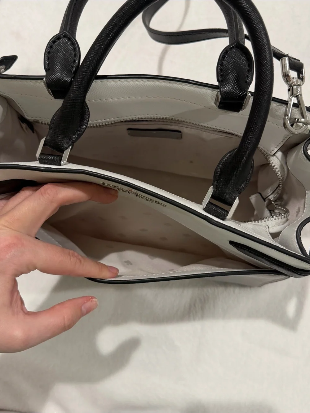 Kate Spade Staci Medium Satchel Bag Purse - Gray White Colorblock